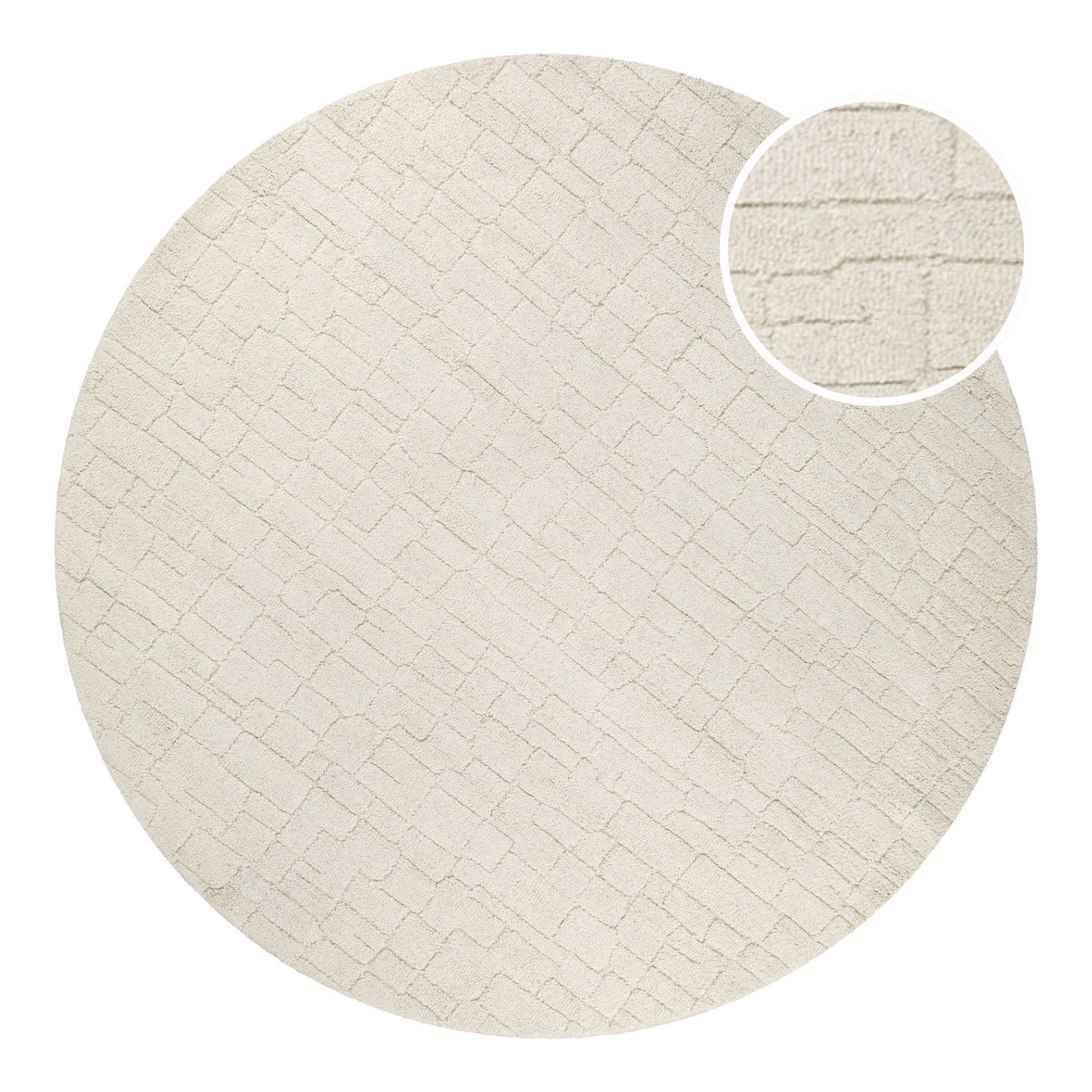 Kurzflor Teppich Rund Creme Weiß "Hamptons THIRTYONE" WECONhome