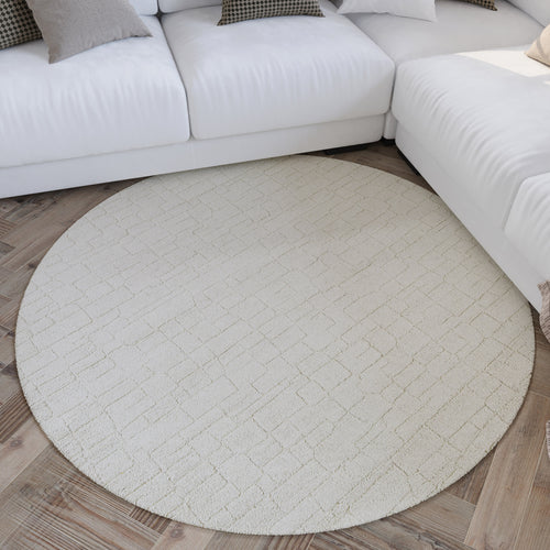 Kurzflor Teppich Rund Creme Weiß "Hamptons THIRTYONE" WECONhome
