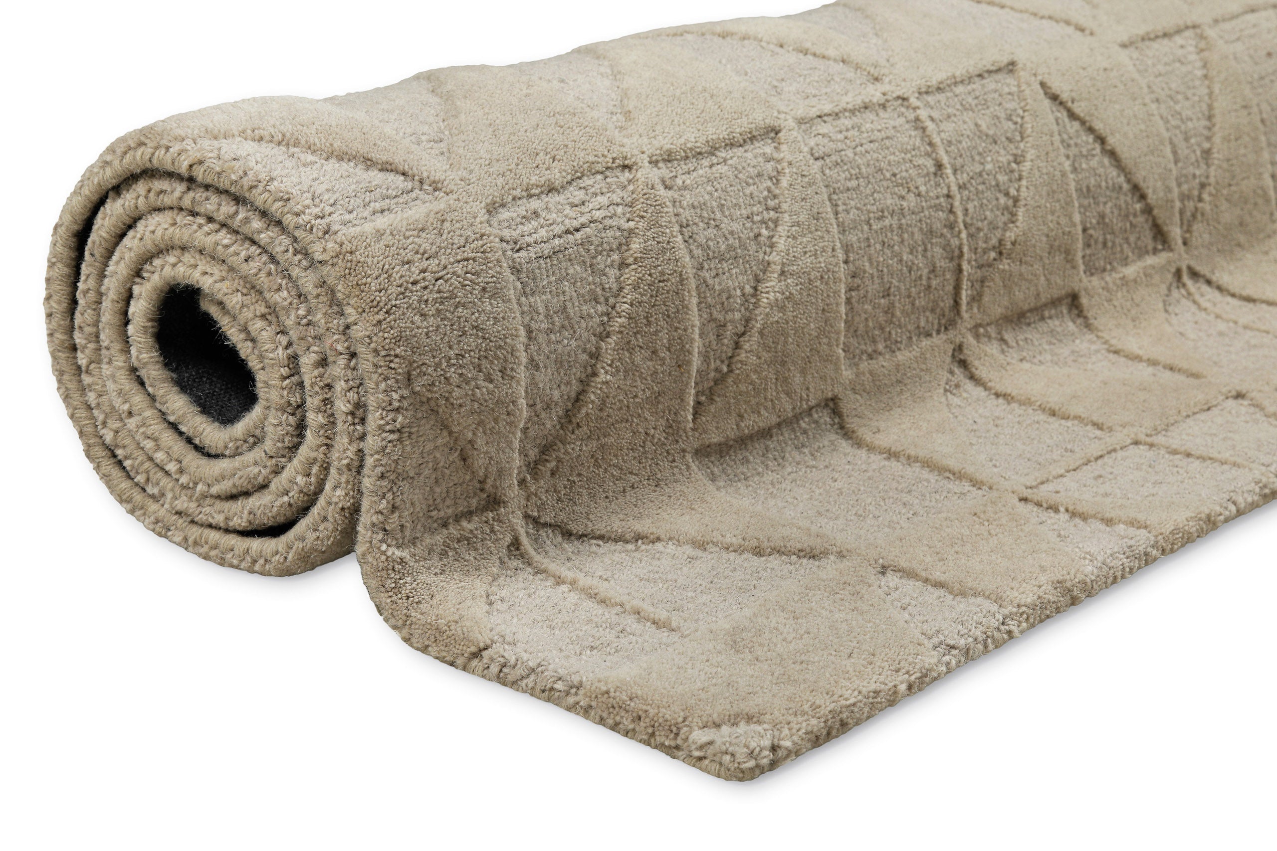 Kurzflor Teppich Sand Beige aus Schurwolle "Hamptons THIRTYSEVEN" WECONhome