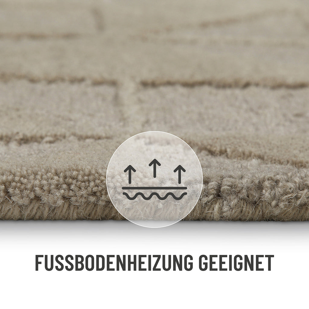 Kurzflor Teppich Sand Beige aus Schurwolle "Hamptons THIRTYSEVEN" WECONhome