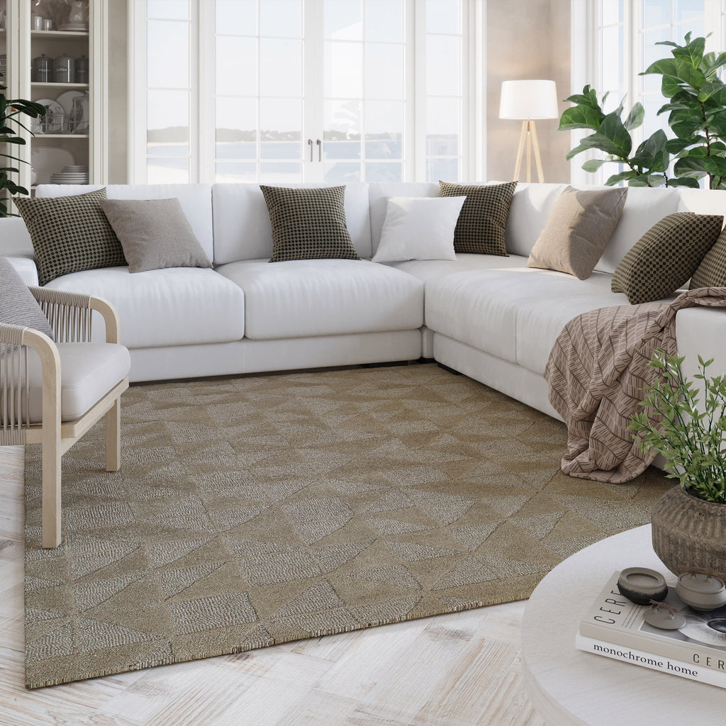 Kurzflor Teppich Sand Beige aus Schurwolle "Hamptons THIRTYSEVEN" WECONhome