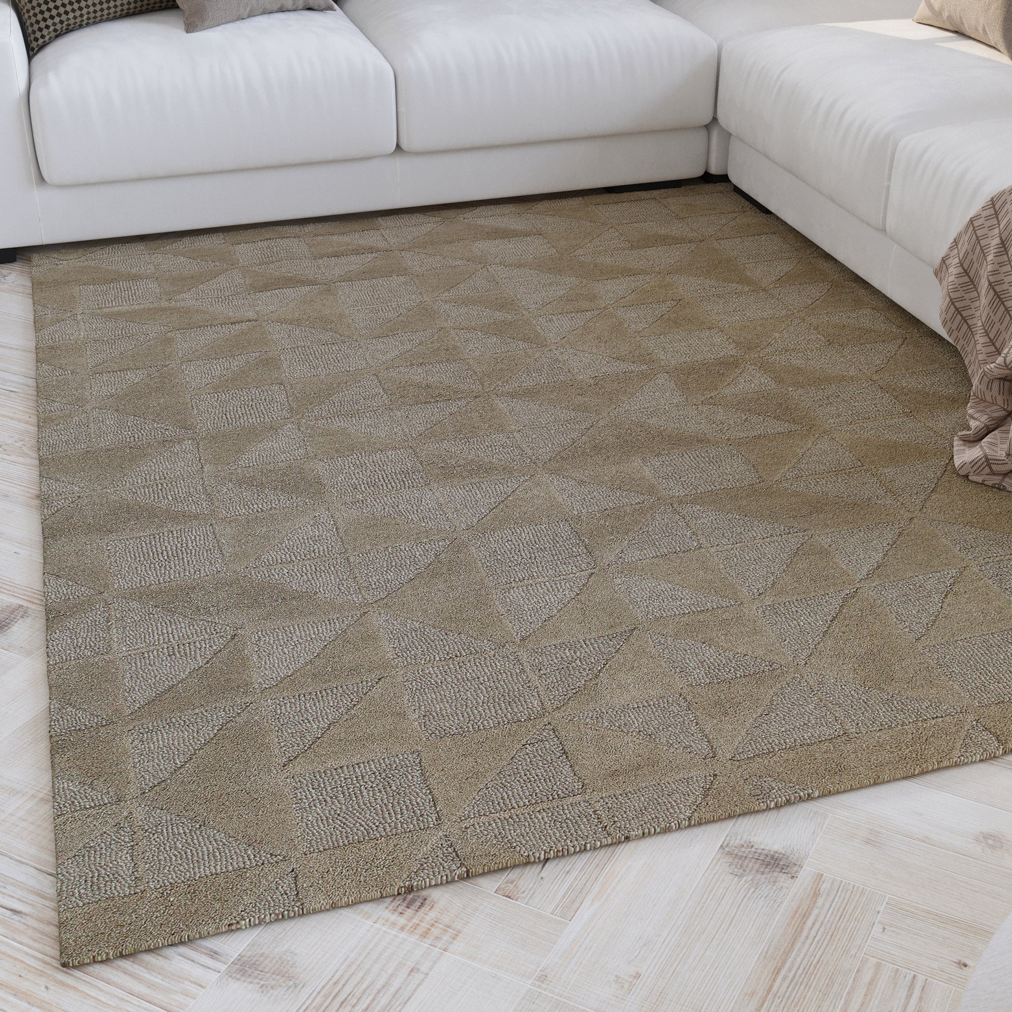 Kurzflor Teppich Sand Beige aus Schurwolle "Hamptons THIRTYSEVEN" WECONhome