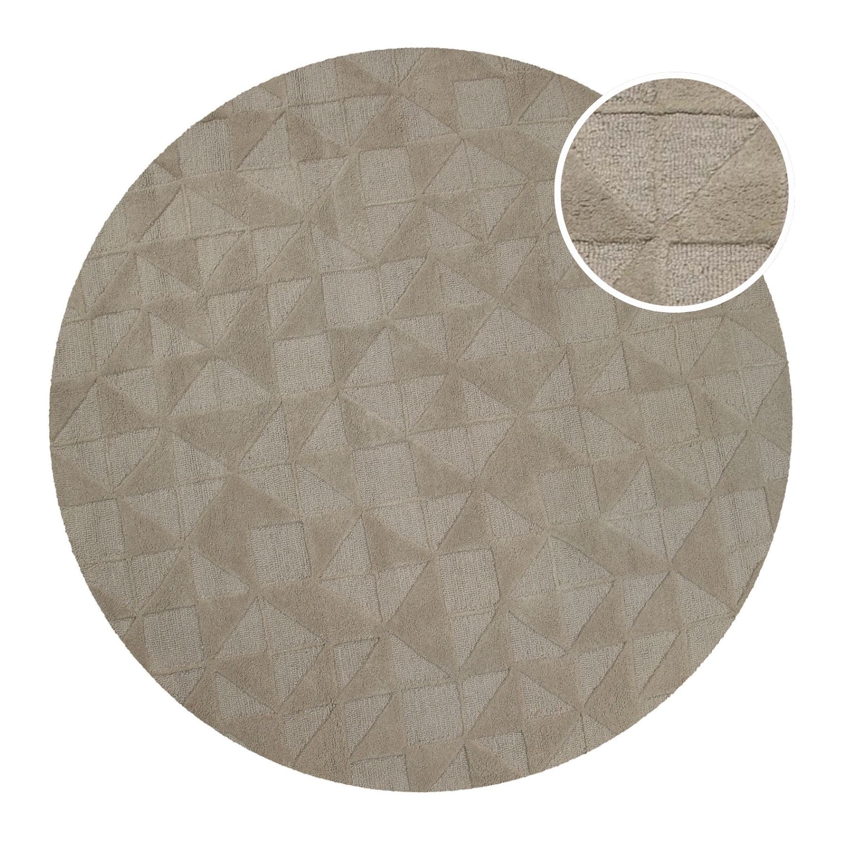 Kurzflor Teppich Rund Sand Beige aus Schurwolle "Hamptons THIRTYSEVEN" WECONhome