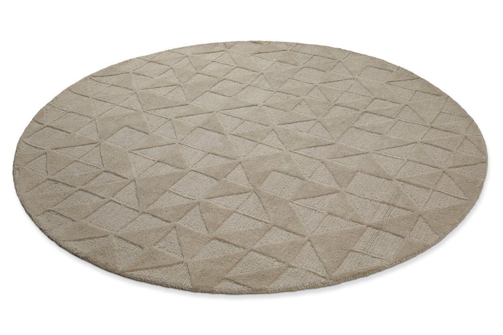 Kurzflor Teppich Rund Sand Beige aus Schurwolle "Hamptons THIRTYSEVEN" WECONhome