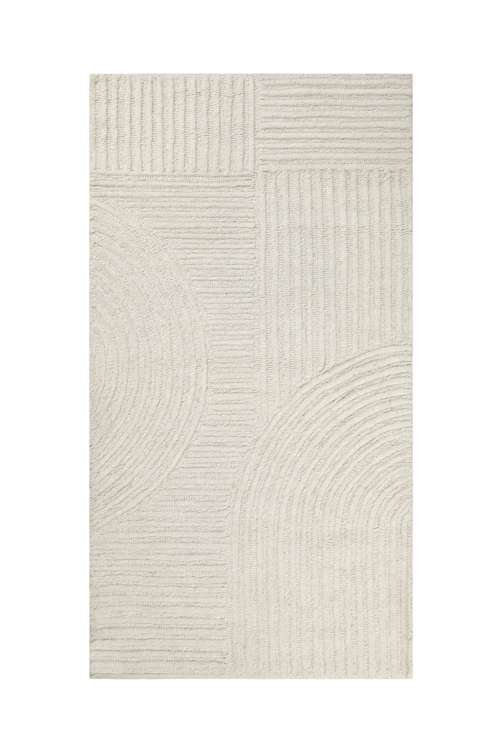 Kurzflor Teppich Creme Weiß aus Schurwolle "Hamptons THIRTYSIX" WECONhome