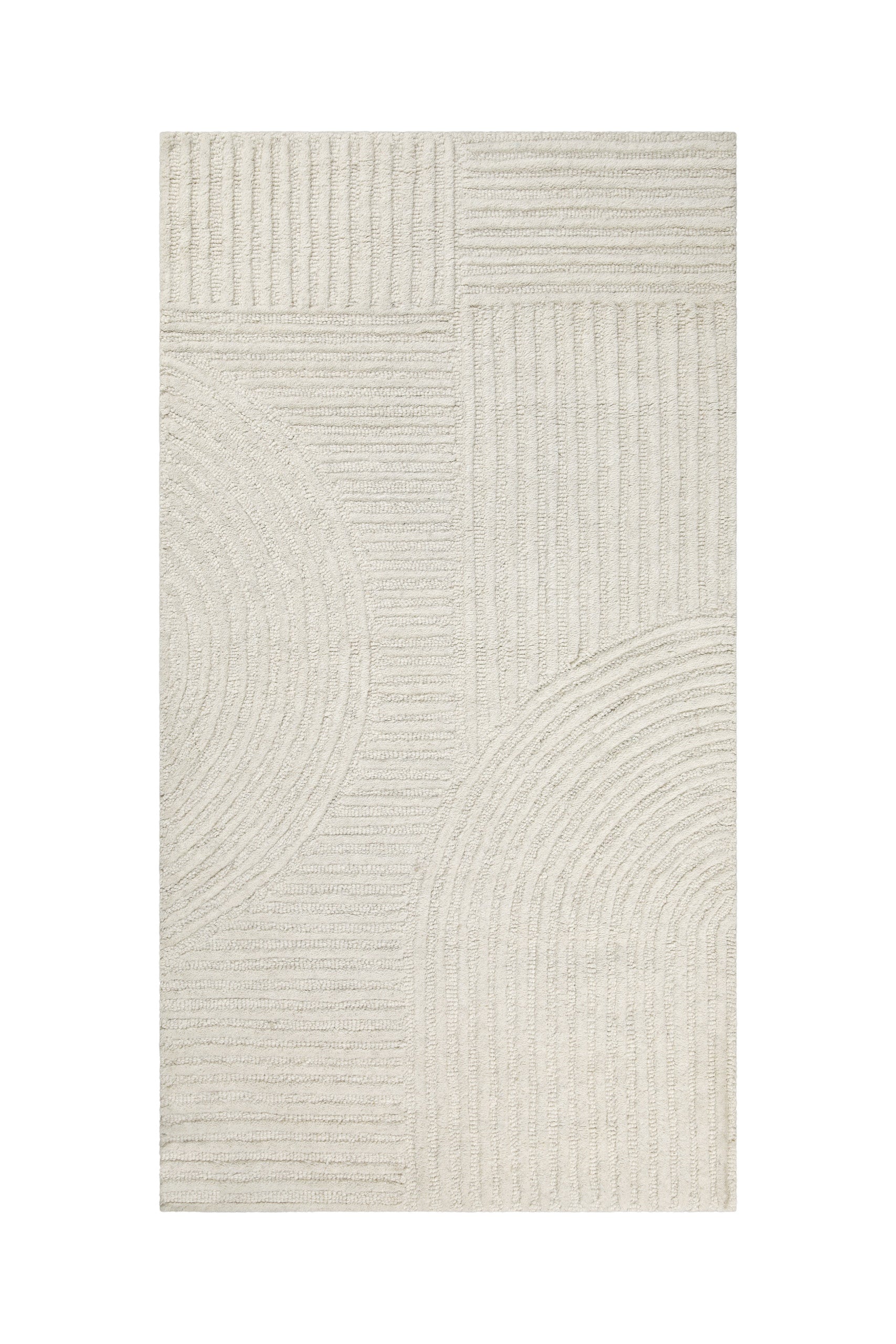 Kurzflor Teppich Creme Weiß aus Schurwolle "Hamptons THIRTYSIX" WECONhome