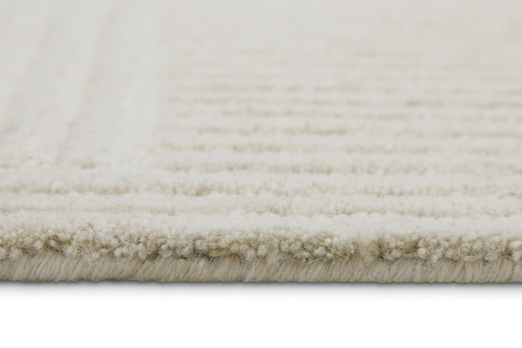 Kurzflor Teppich Rund Creme Weiß aus Schurwolle "Hamptons THIRTYSIX" WECONhome