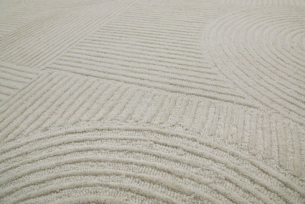 Kurzflor Teppich Rund Creme Weiß aus Schurwolle "Hamptons THIRTYSIX" WECONhome