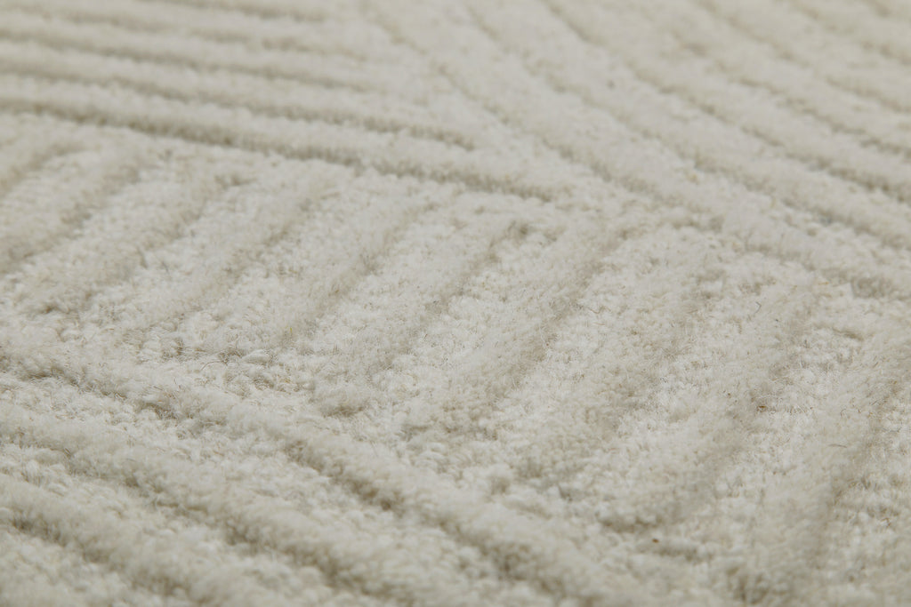 Kurzflor Teppich Creme Weiß aus Schurwolle "Hamptons THIRTYSIX" WECONhome