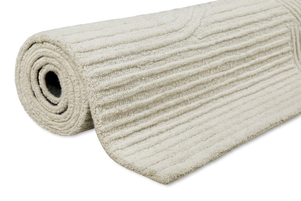 Kurzflor Teppich Creme Weiß aus Schurwolle "Hamptons THIRTYSIX" WECONhome