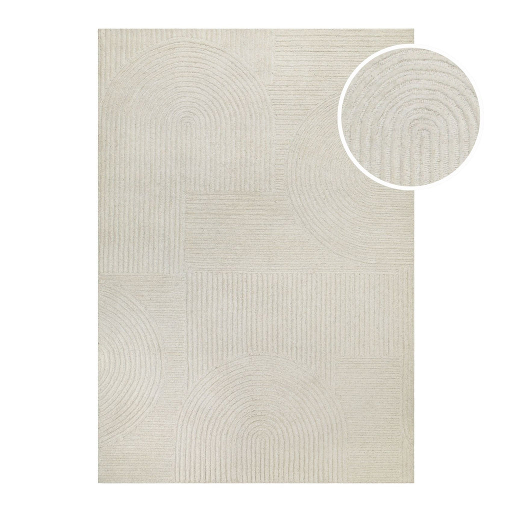 Kurzflor Teppich Creme Weiß aus Schurwolle "Hamptons THIRTYSIX" WECONhome