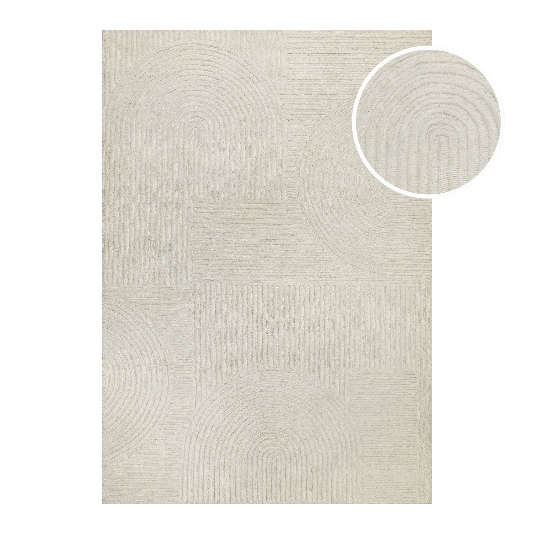 Kurzflor Teppich Creme Weiß aus Schurwolle "Hamptons THIRTYSIX" WECONhome