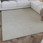 Kurzflor Teppich Creme Weiß aus Schurwolle "Hamptons THIRTYSIX" WECONhome