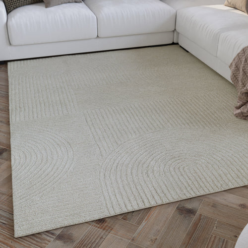 Kurzflor Teppich Creme Weiß aus Schurwolle "Hamptons THIRTYSIX" WECONhome
