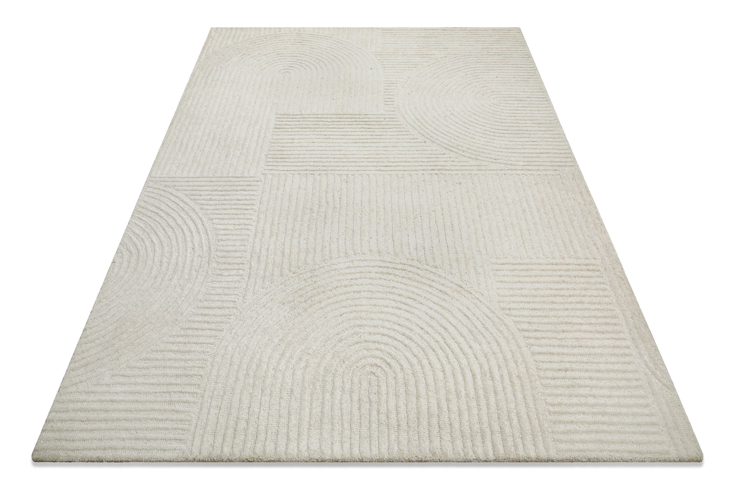 Kurzflor Teppich Creme Weiß aus Schurwolle "Hamptons THIRTYSIX" WECONhome