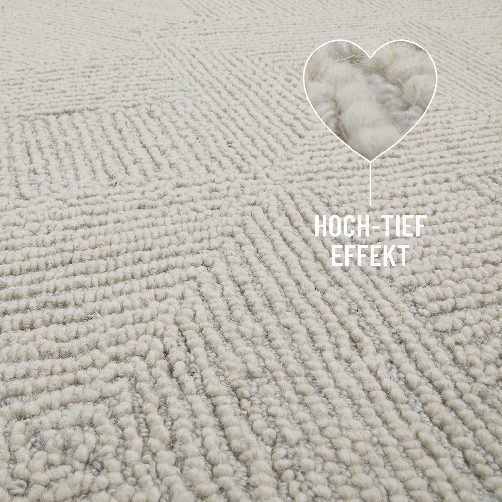 Kurzflor Teppich Rund Elfenbein "Hamptons THIRTYTHREE" WECONhome
