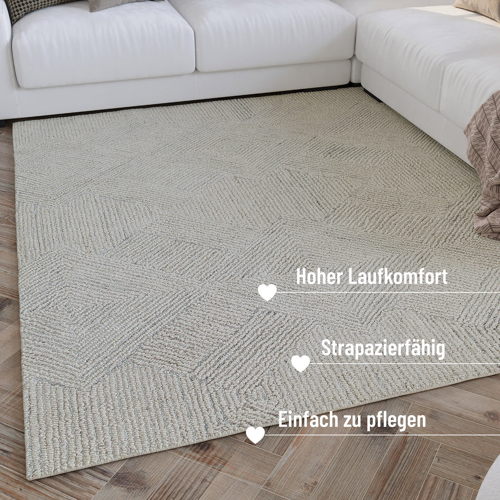 Kurzflor Teppich Rund Elfenbein "Hamptons THIRTYTHREE" WECONhome