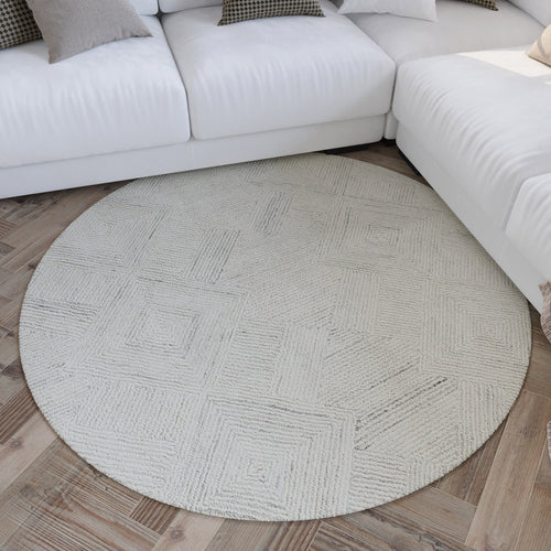 Kurzflor Teppich Rund Elfenbein "Hamptons THIRTYTHREE" WECONhome