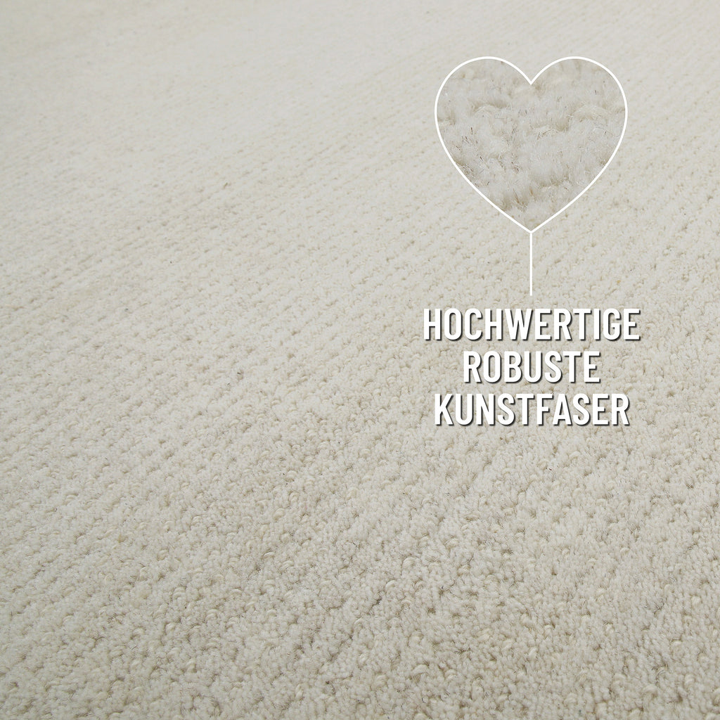 Kurzflor Teppich Rund Creme Weiß "Hamptons THIRTYTWO" WECONhome