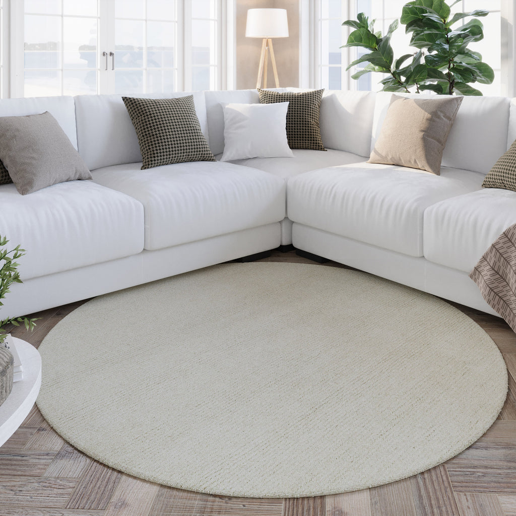 Kurzflor Teppich Rund Creme Weiß "Hamptons THIRTYTWO" WECONhome