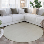 Kurzflor Teppich Rund Creme Weiß "Hamptons THIRTYTWO" WECONhome