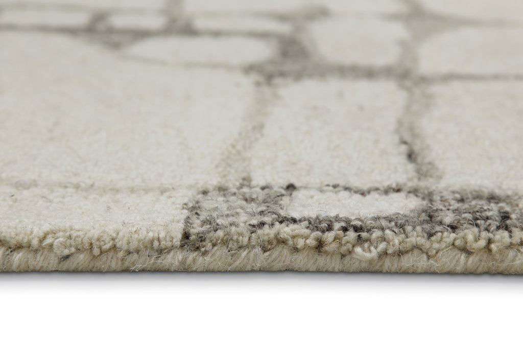 Kurzflor Teppich Rund Creme Weiß aus Schurwolle "Hamptons TWELVE" WECONhome