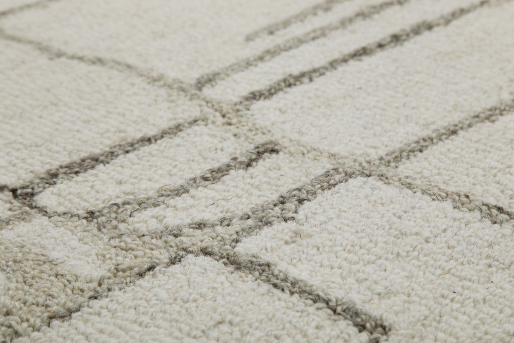 Kurzflor Teppich Rund Creme Weiß aus Schurwolle "Hamptons TWELVE" WECONhome