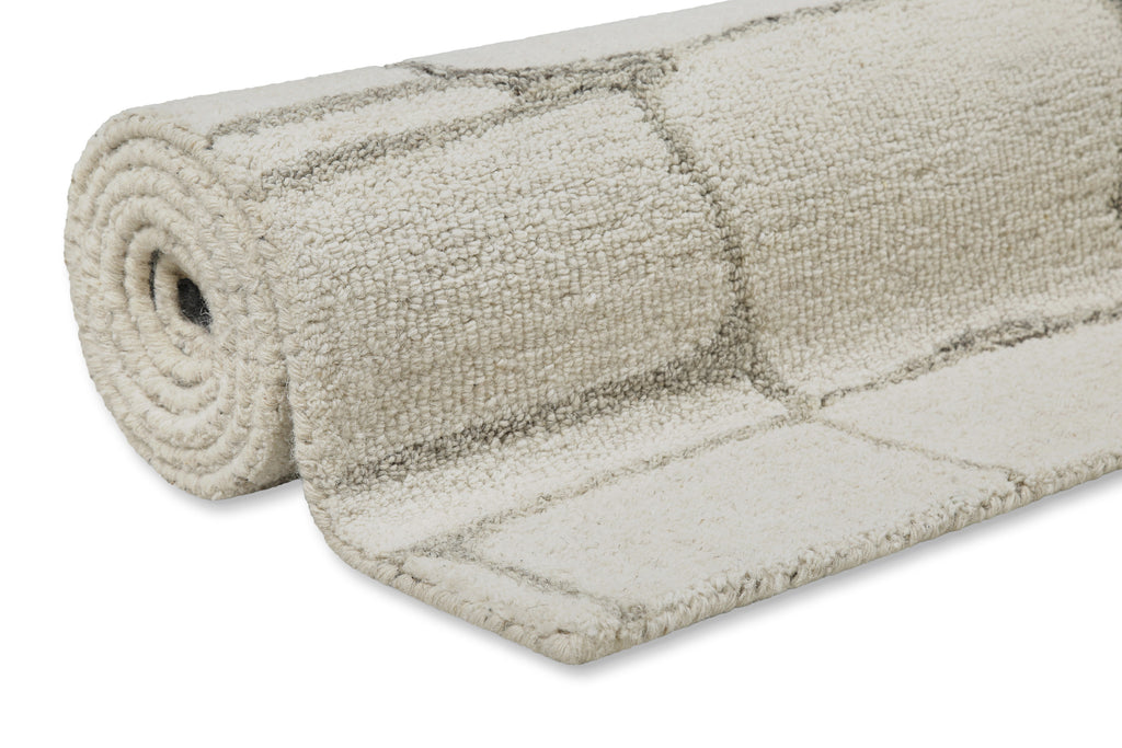 Kurzflor Teppich Creme Weiß aus Schurwolle "Hamptons TWELVE" WECONhome