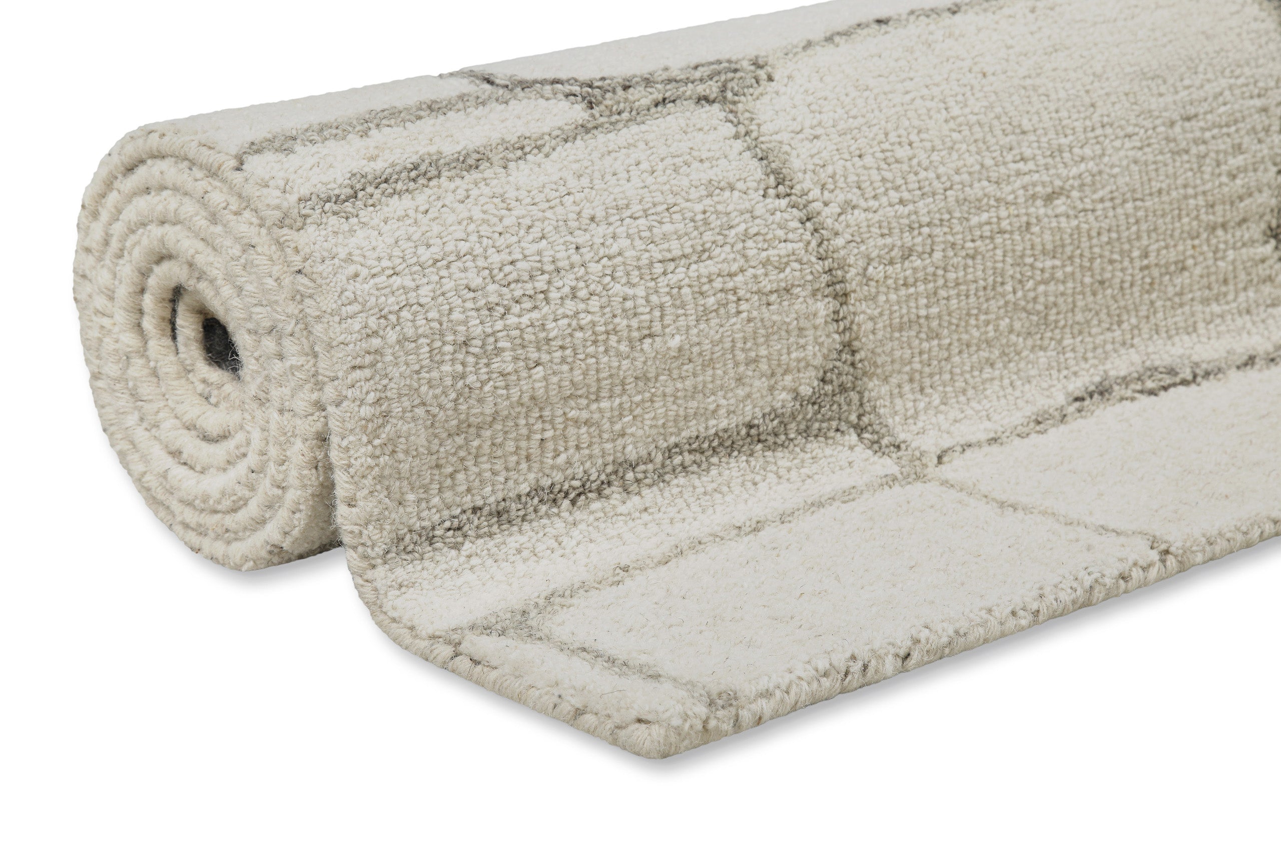 Kurzflor Teppich Creme Weiß aus Schurwolle "Hamptons TWELVE" WECONhome