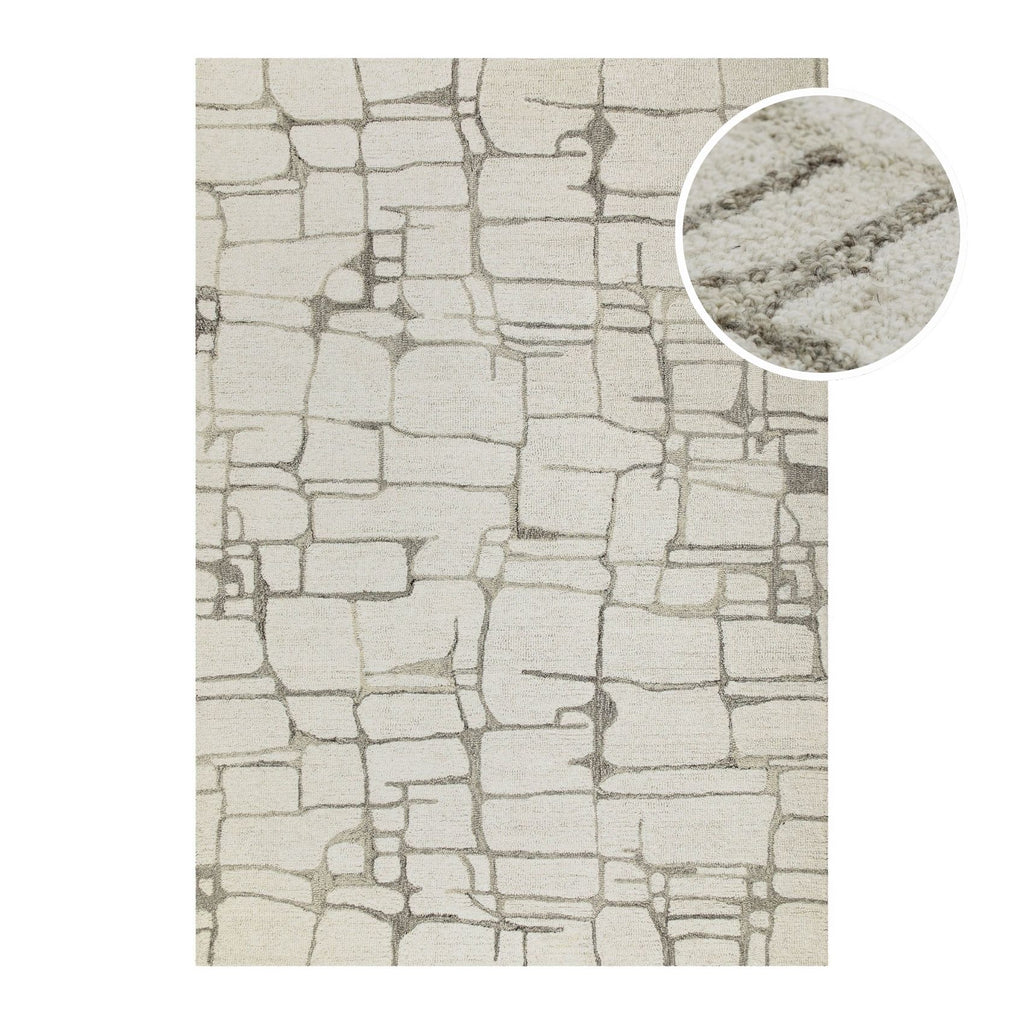 Kurzflor Teppich Creme Weiß aus Schurwolle "Hamptons TWELVE" WECONhome