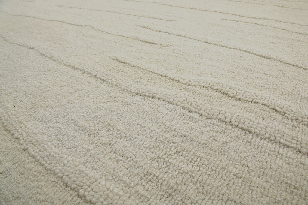 Kurzflor Teppich Creme Weiß aus Schurwolle "Hamptons TWENTY" WECONhome
