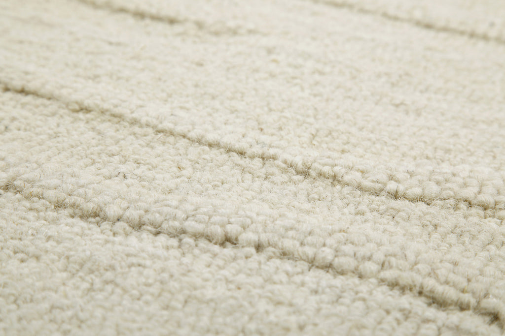 Kurzflor Teppich Creme Weiß aus Schurwolle "Hamptons TWENTY" WECONhome