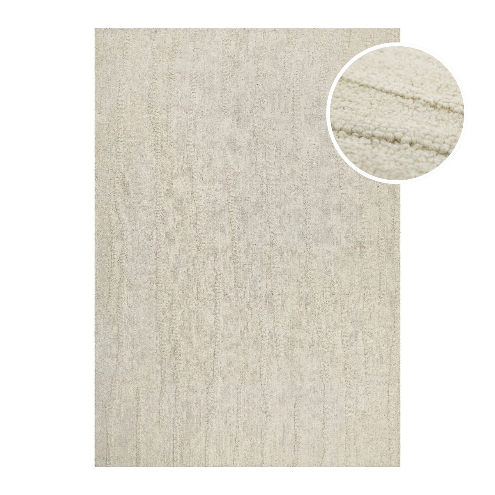 Kurzflor Teppich Creme Weiß aus Schurwolle "Hamptons TWENTY" WECONhome