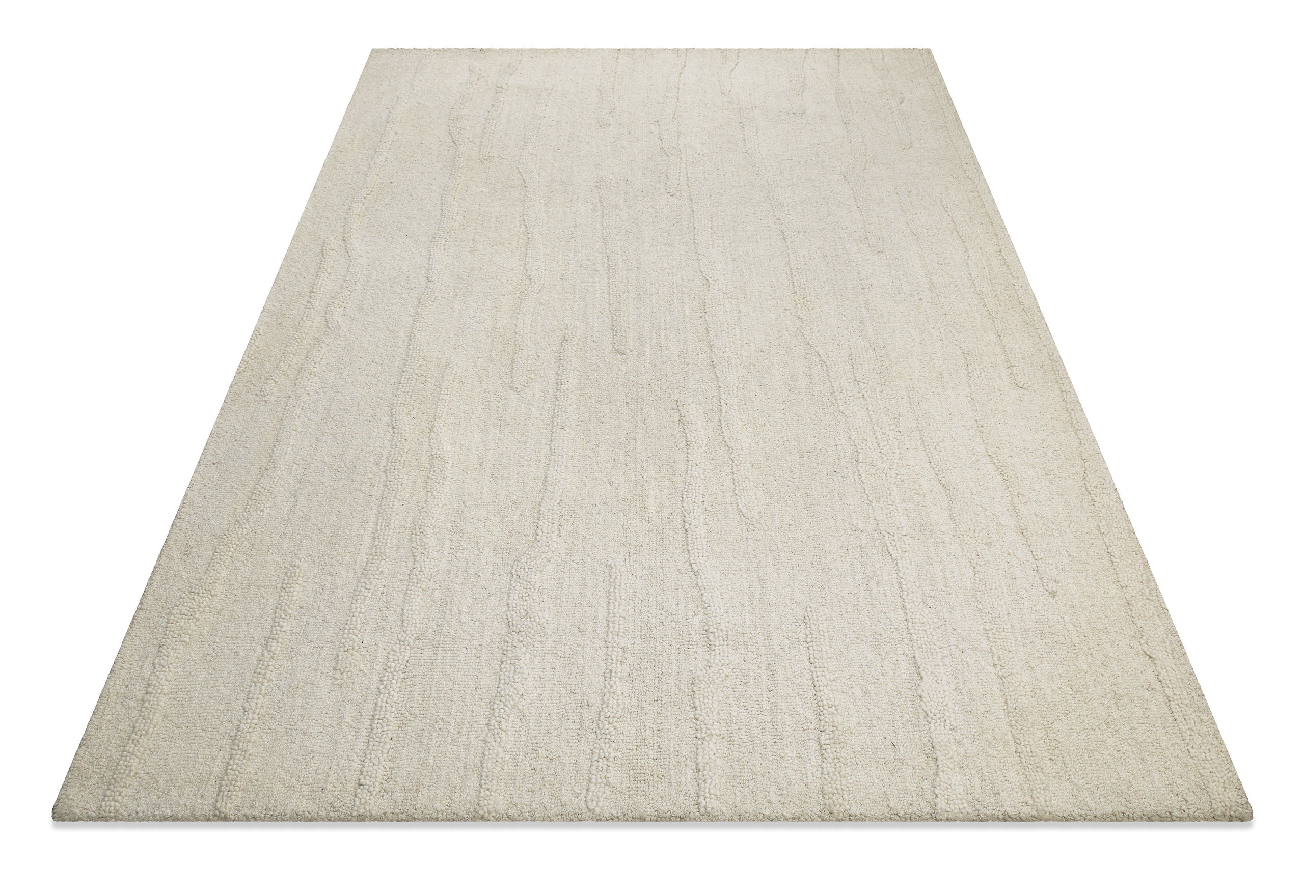 Kurzflor Teppich Creme Weiß aus Schurwolle "Hamptons TWENTY" WECONhome
