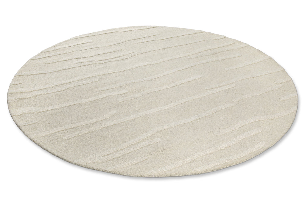 Kurzflor Teppich Rund Creme Weiß aus Schurwolle "Hamptons TWENTY" WECONhome