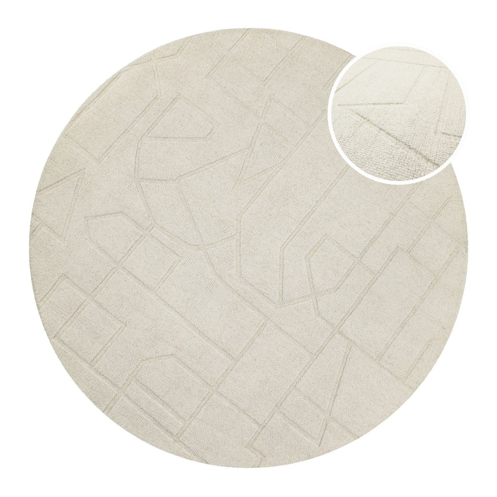 Kurzflor Teppich Rund Creme Weiß "Hamptons TWENTYEIGHT" WECONhome