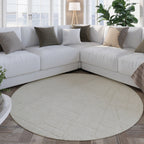 Kurzflor Teppich Rund Creme Weiß "Hamptons TWENTYEIGHT" WECONhome
