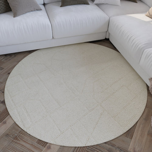 Kurzflor Teppich Rund Creme Weiß "Hamptons TWENTYEIGHT" WECONhome