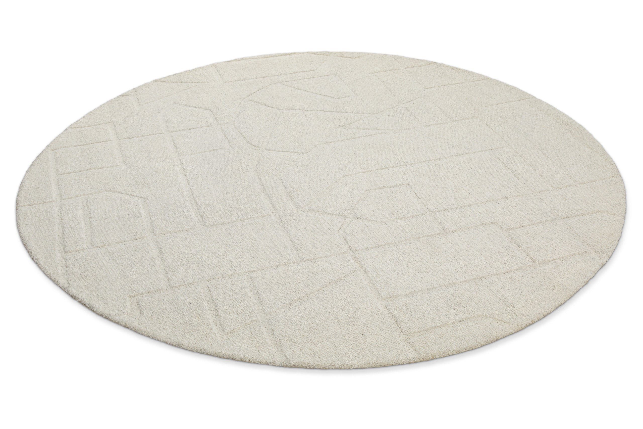 Kurzflor Teppich Rund Creme Weiß "Hamptons TWENTYEIGHT" WECONhome
