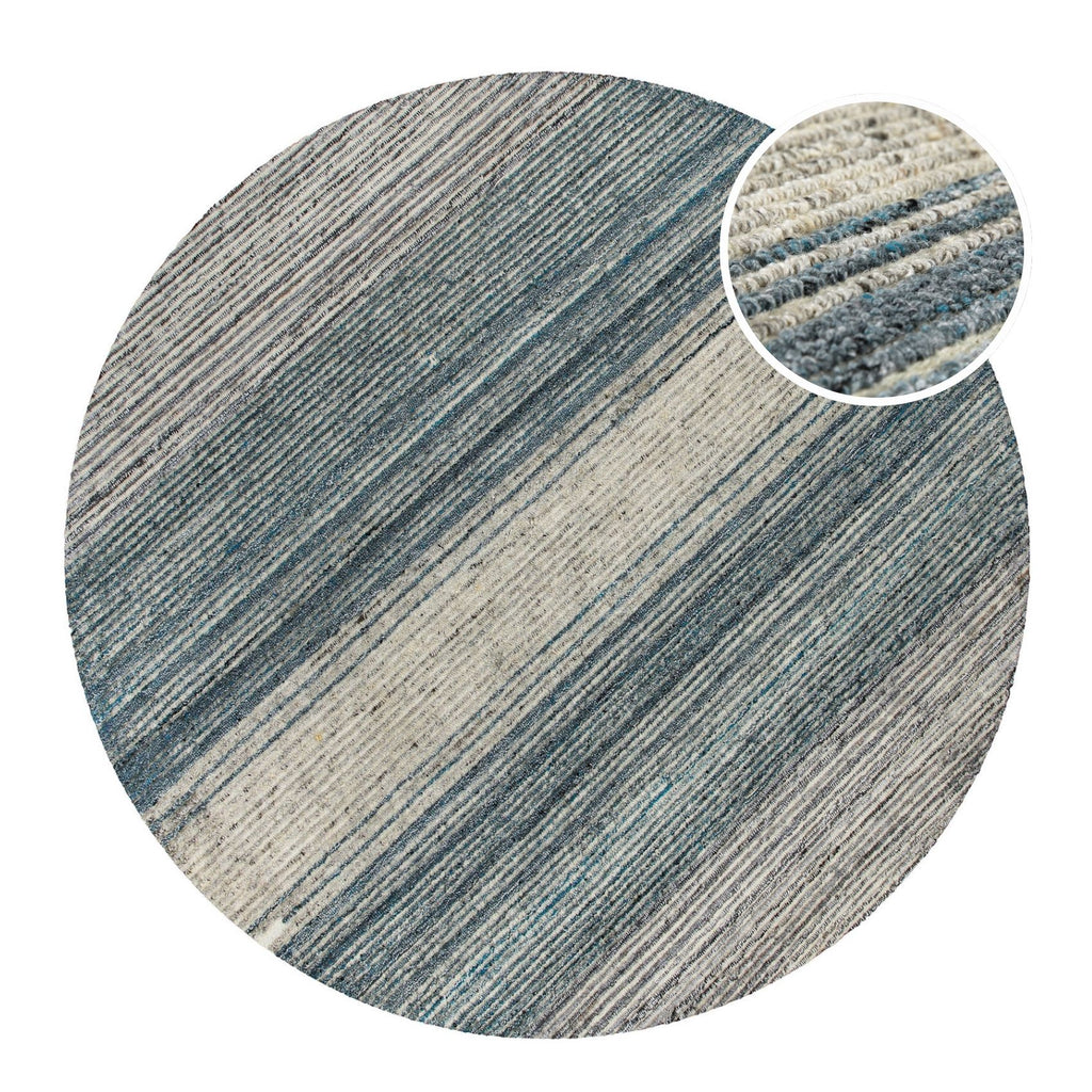 Kurzflor Teppich Rund Grau Blau meliert "Hamptons TWENTYFOUR" WECONhome