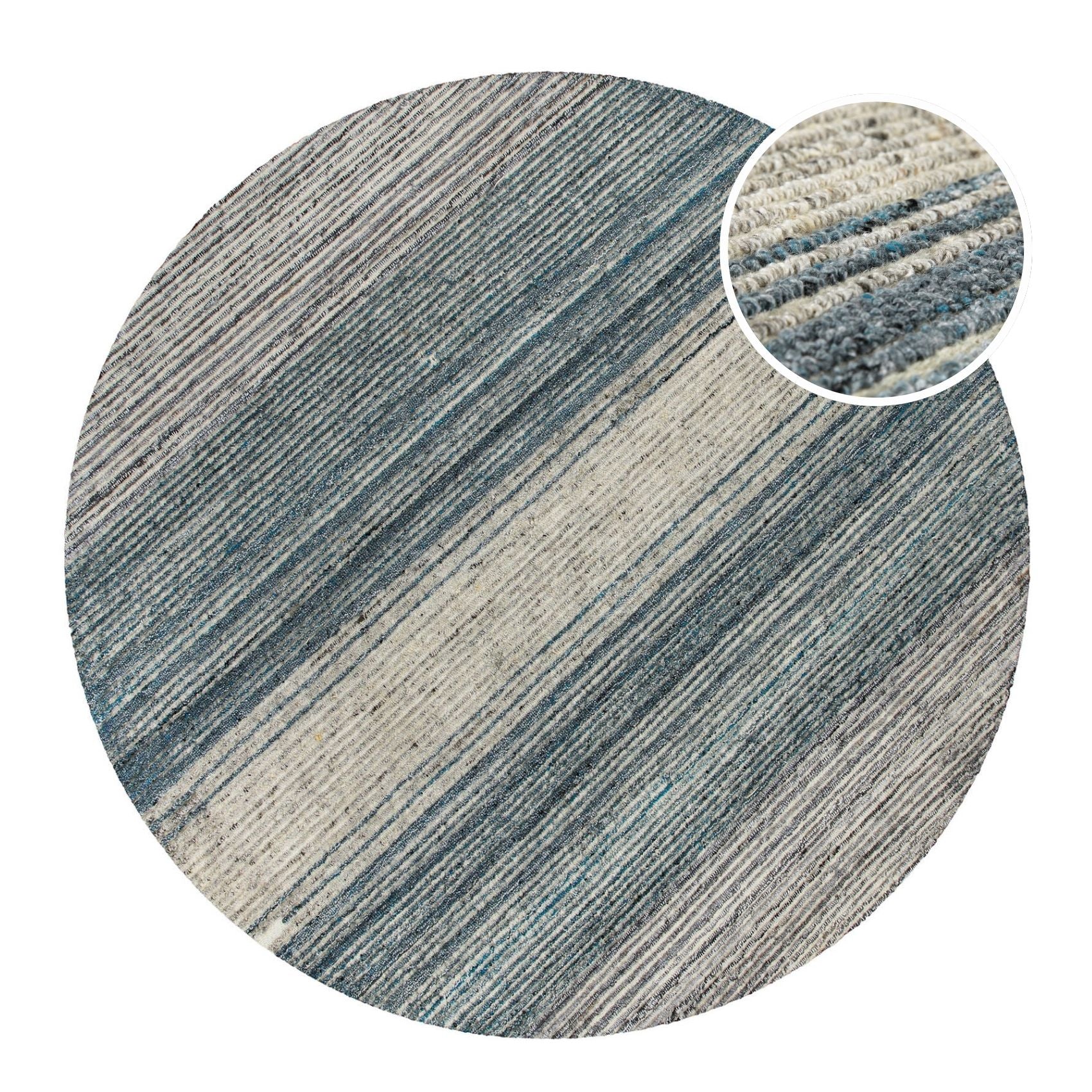 Kurzflor Teppich Rund Grau Blau meliert "Hamptons TWENTYFOUR" WECONhome