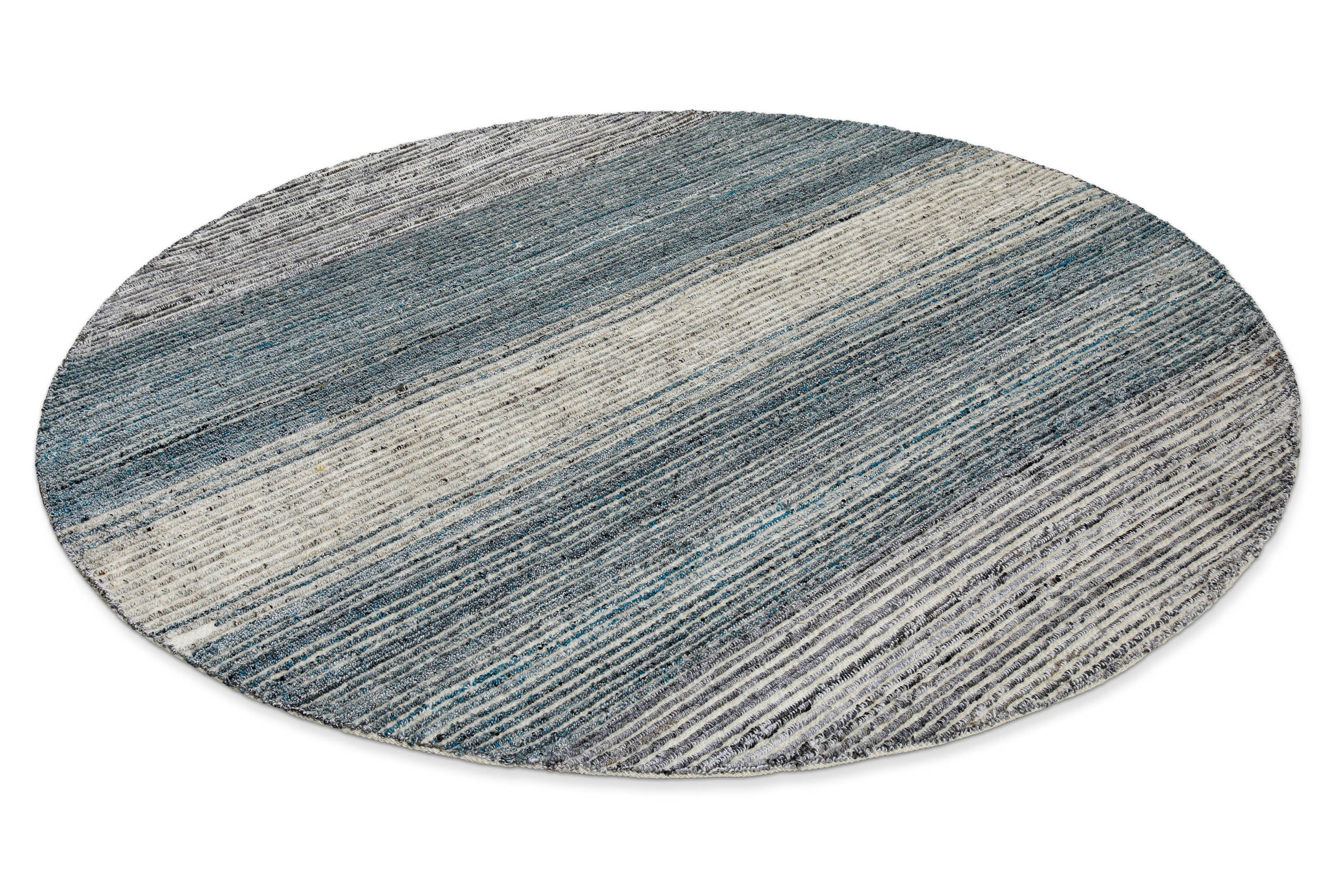 Kurzflor Teppich Rund Grau Blau meliert "Hamptons TWENTYFOUR" WECONhome
