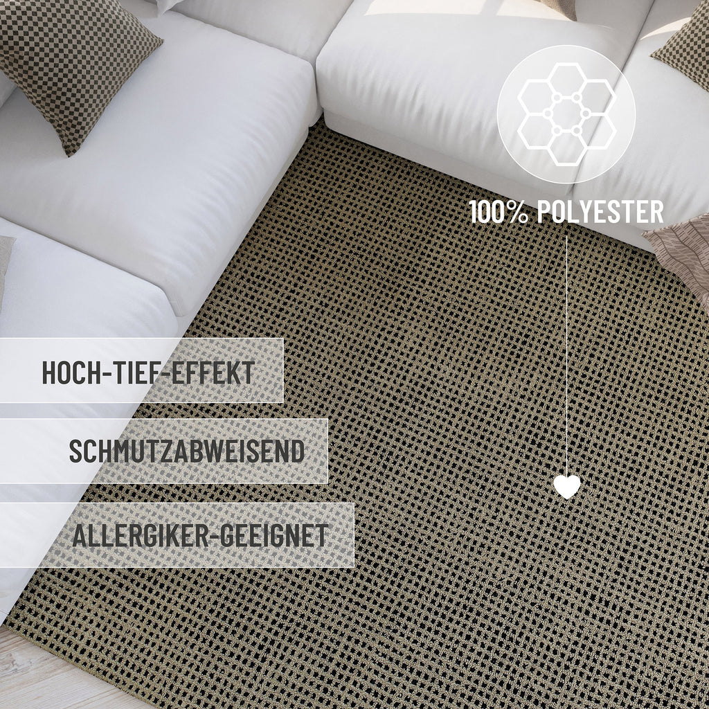 Kurzflor Teppich Rund Sand Beige "Hamptons TWENTYNINE" WECONhome