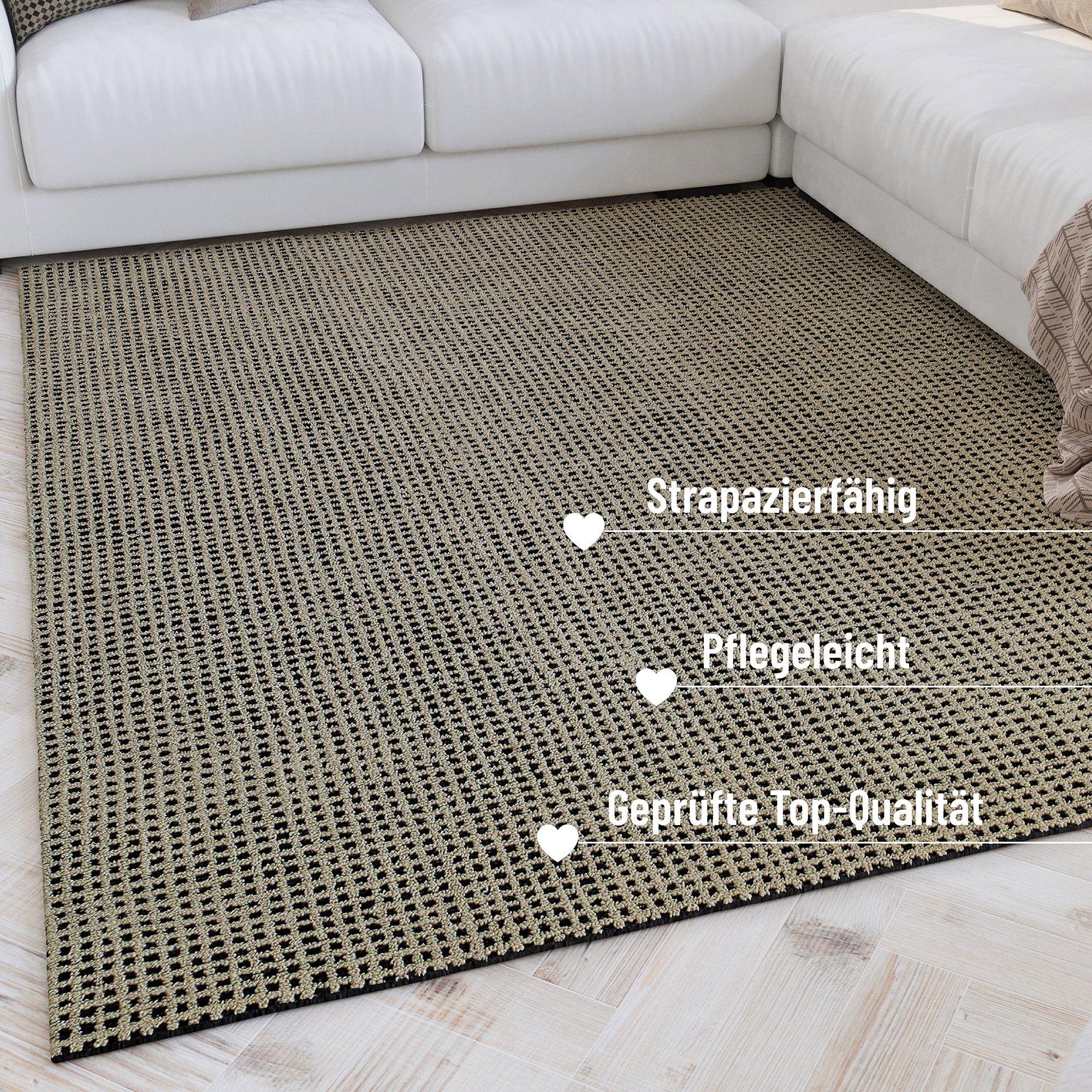 Kurzflor Teppich Rund Sand Beige "Hamptons TWENTYNINE" WECONhome