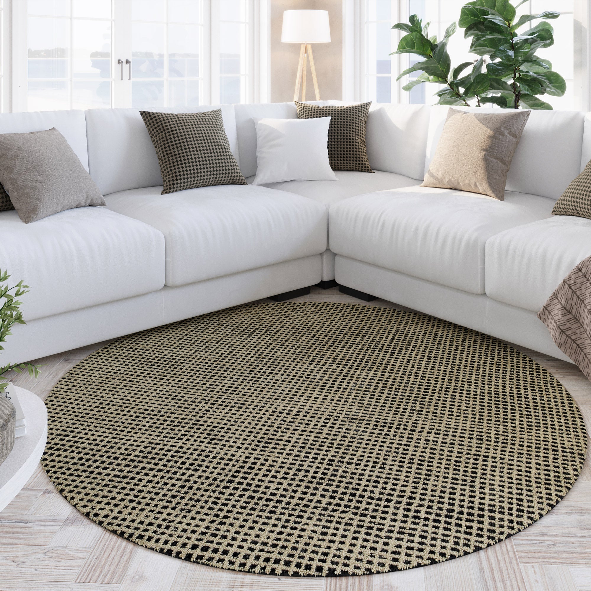 Kurzflor Teppich Rund Sand Beige "Hamptons TWENTYNINE" WECONhome