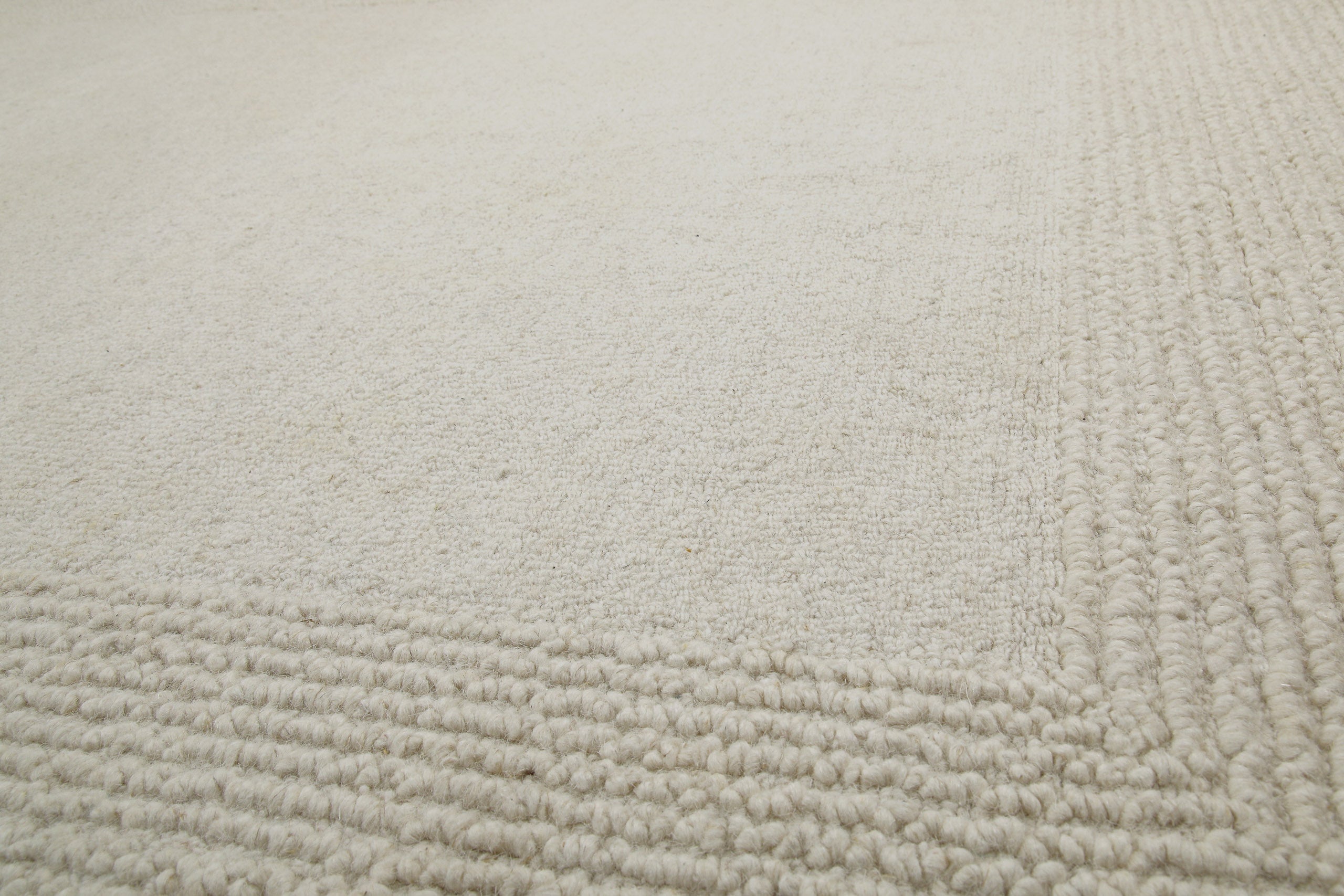 Kurzflor Teppich Creme Weiß aus Schurwolle "Hamptons TWENTYONE" WECONhome