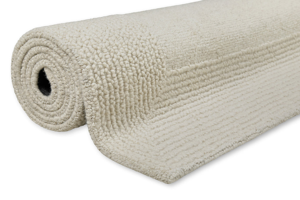 Kurzflor Teppich Creme Weiß aus Schurwolle "Hamptons TWENTYONE" WECONhome