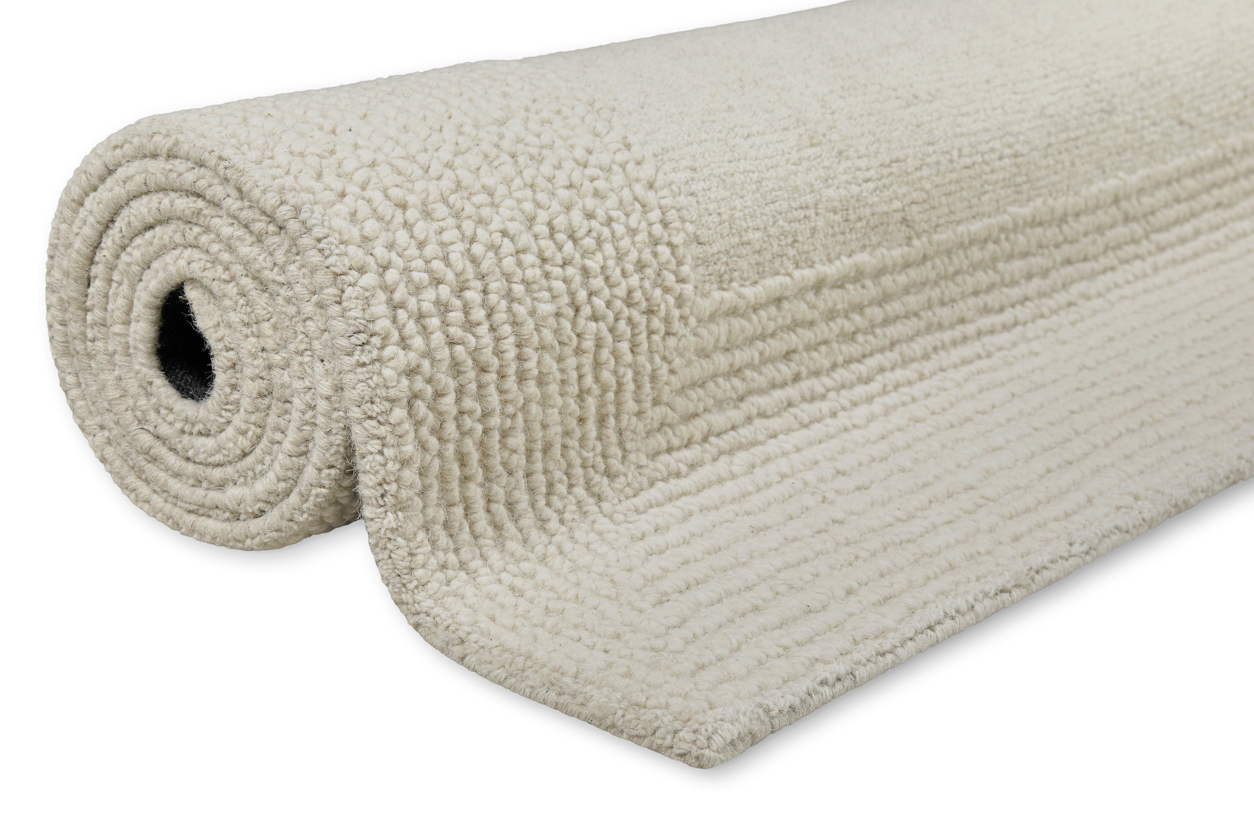 Kurzflor Teppich Creme Weiß aus Schurwolle "Hamptons TWENTYONE" WECONhome