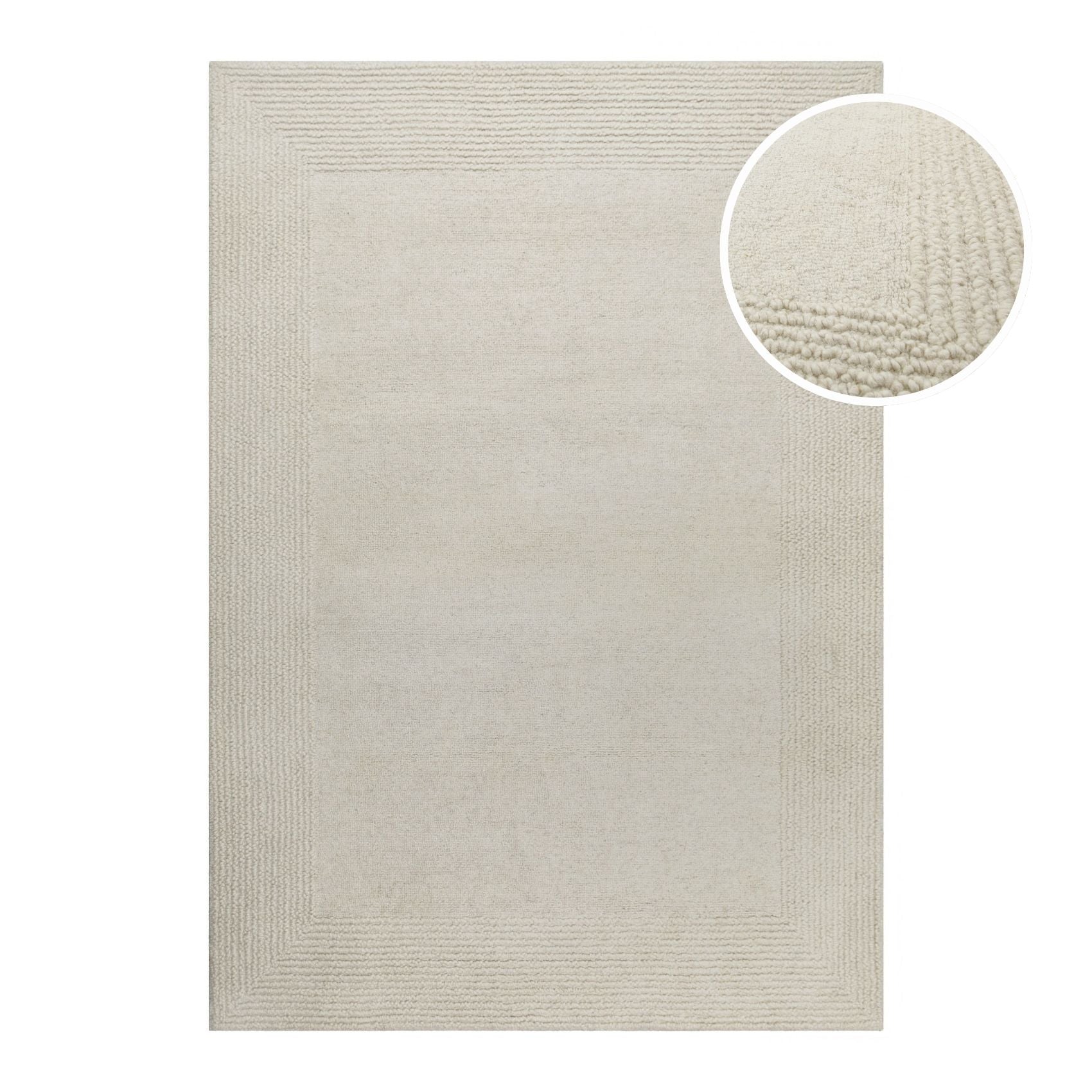 Kurzflor Teppich Creme Weiß aus Schurwolle "Hamptons TWENTYONE" WECONhome