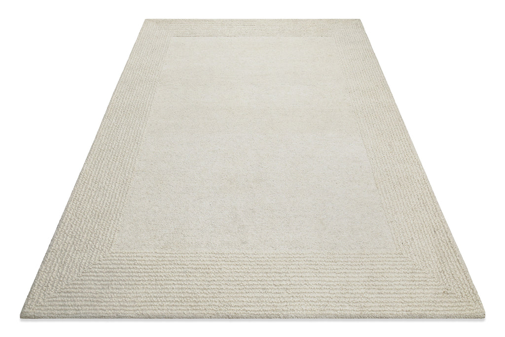 Kurzflor Teppich Creme Weiß aus Schurwolle "Hamptons TWENTYONE" WECONhome